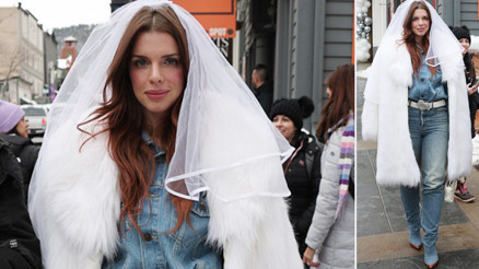 Yine bulmuş giyecek ilginç bir kıyafet: Damat yok ama duvağı başında