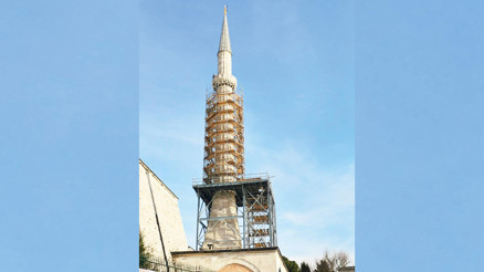 Ayasofya minaresinde çalışma başladı