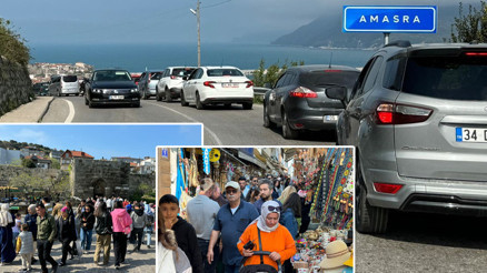 Amasrada uzun araç kuyrukları oluştu 3 günde 100 bin araç giriş yaptı