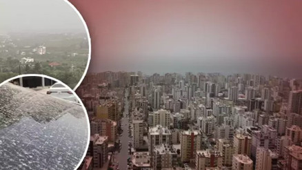 Mersini toz bulutu kapladı, araçlar çamura bulandı