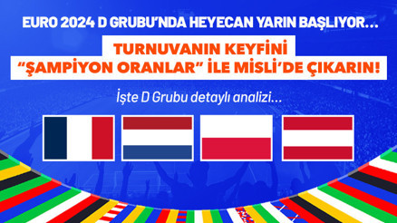 EURO 2024 D Grubu detaylı analizi, turnuvaya özel oyunlar ve çok daha fazlası burada Heyecanı Şampiyon Oran’la Misli’de Yaşa...