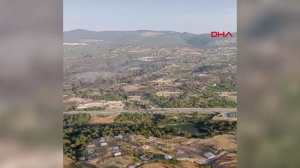 İzmir Bornovada çıkan orman yangınına müdahale ediliyor