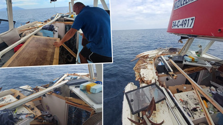 Yunan unsurları, Türk balıkçı teknesine çarparak hasar verdi Geldiler hazmedemediler, vurdular Yunan unsurları, Türk balıkçı teknesine çarparak hasar verdi Geldiler hazmedemediler, vurdular