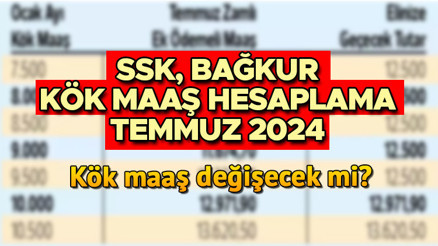 KÖK MAAŞ HESAPLAMA VE ÖĞRENME ROBOTU ( 2024Temmuz zammı) | Ek zamla emekli kök maaşı artacak mı Temmuz 2024 SKK, BAĞKUR (4A, 4B) en düşük emekli aylığı zammı ile kök maaşlar değişecek mi, ne kadar oldu