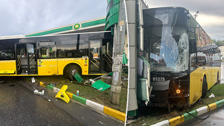 Avcılarda İETT otobüsü 3 araca çarptı, akaryakıt istasyonuna daldı