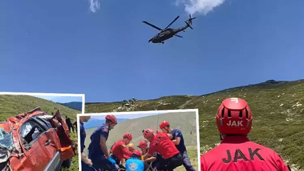 Bursada off-road aracı, 100 metrelik uçuruma düştü: 2 yaralı helikopterle alındı