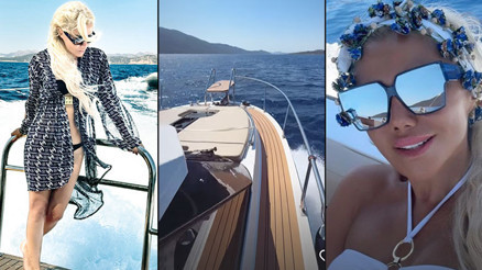 Türkücü Ceylan yeni teknesiyle tatilde