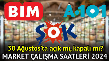 30 Ağustos (Bugün) A101, ŞOK, BİM çalışıyor mu, kapalı mı, açık mı 30 Ağustos marketler açık mı Marketlerin resmi tatil çalışma bilgisi...