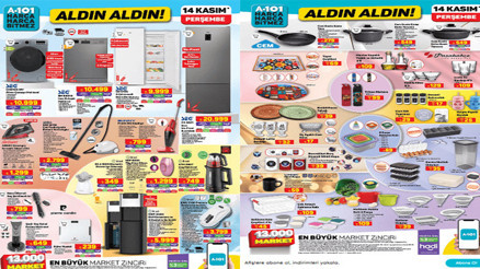 BUGÜN SATIŞTA A101 ALDIN ALDIN KATALOĞU VE FİYAT LİSTESİ 14 KASIM 2024 || A101de bu hafta neler var, Perşembe günü aktüel ürünleri neler Buharlı temizleyici, su sebili, pencere temizleme robotu A101de