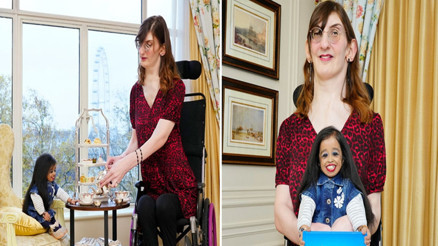 Dünyanın en uzun ve en kısa kadını bir araya geldi Dünyanın en uzun ve en kısa kadını bir araya geldi