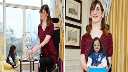 Dünyanın en uzun ve en kısa kadını bir araya geldi Dünyanın en uzun ve en kısa kadını bir araya geldi