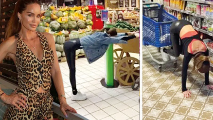 Ebru Şallı, markette pilates yaptı