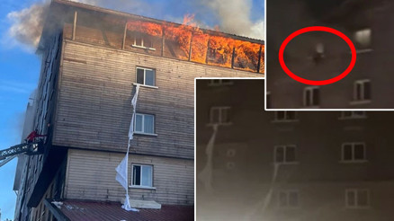 Otel yangınında yeni görüntüler ortaya çıktı: Çarşafla böyle atladılar