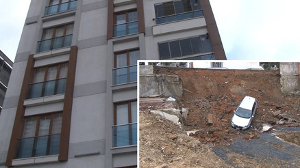 Kartalda toprak kaymasında binadakiler tahliye edildi