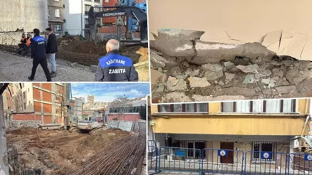 Kağıthane’de inşaat alanındaki çalışma nedeniyle yan binada çatlaklar oluştu; daireler boşaltıldı