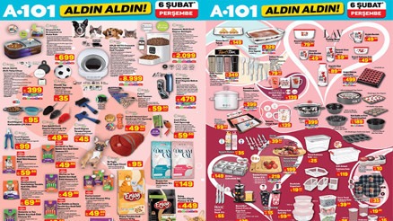 ŞATIŞTA  A101 AKTÜEL YENİ ÜRÜNLER KATALOĞU 6 ŞUBAT 2025 || A101e yeni neler geliyor, hangi ürünler olacak Bu haftanın İndirimli ürünler broşürü Evcil hayvan malzemeleri A101e geliyor