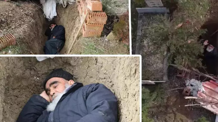 Amasyada ölmeden önce kendi mezarını kazdı Mezarıma geceleri gelip yatıyorum, burası benim mekanım Amasyada ölmeden önce kendi mezarını kazdı Mezarıma geceleri gelip yatıyorum, burası benim mekanım