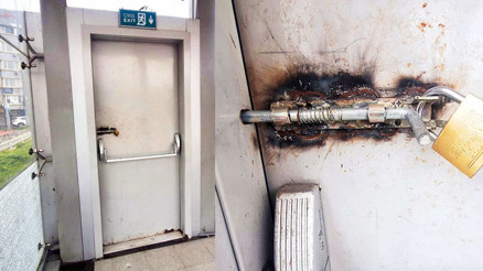 Kapalı otopark kilitli yangın merdiveni