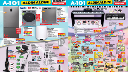 A101 13 ŞUBAT AKTÜEL KATALOĞU (RAFLARA GELDİ) || A101de bu hafta neler var, Perşembe günü hangi ürünler indirimli 88 tuşlu piyano ile Islak/kuru süpürge ve zemin temizleyici A101de