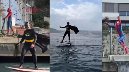 Bebek Sahilinde Batman ve Spider Man şaşkınlığı