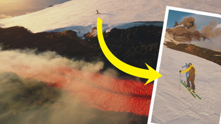 Etna Yanardağı patlarken kayak yaptı