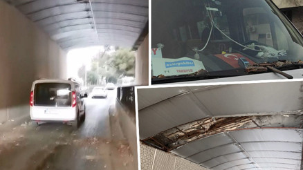 İstanbulda alt geçitten kopan parçalar araçların üzerine düştü