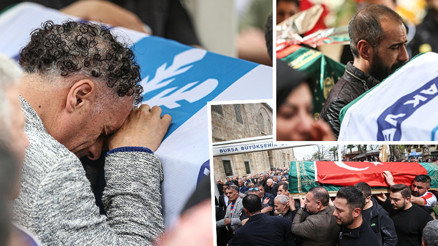 Uludağdaki yangında hayatını kaybeden kayakçı baba ve oğlu son yolculuğuna uğurlandı