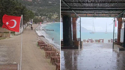 Muğlada kuvvetli yağış ve fırtına etkili oldu