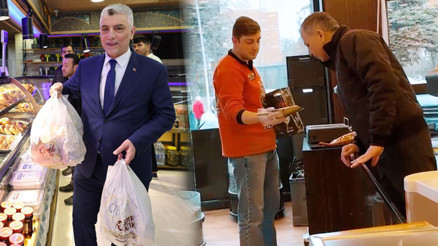 Bakanlar alışveriş yaparak esnafa destek oldu