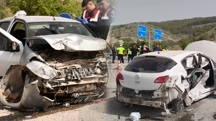 İki otomobil kafa kafaya çarpıştı: 1 ölü, 8 yaralı