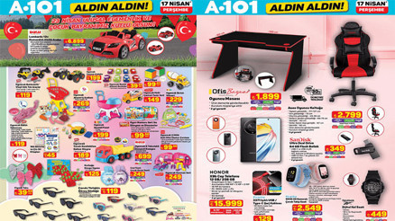 A1O1 AKTÜEL ÜRÜNLER 17 NİSAN 2025 (YENİ İNDİRİMLER) || A101 aktüel broşürü ile Perşembe hangi ürünler geliyor, neler var Oyuncu koltuğu, elektrikli bisiklet, gölgelikli salıncak A101e geliyor