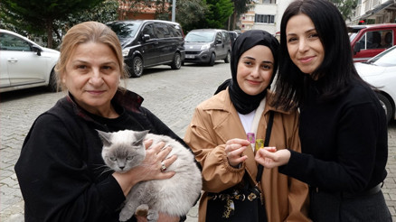 Trabzonda kayıp kedisi ‘Badem’i bulana altın hediye etti