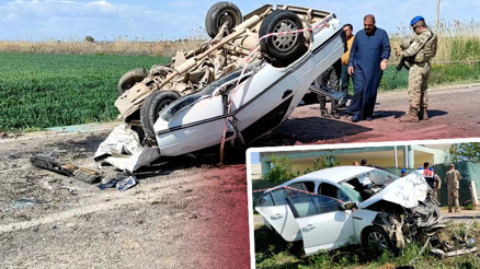 Şanlıurfada feci kaza 2 otomobil kafa kafaya çarpıştı: 3 can kaybı, 2 yaralı