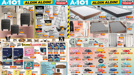 RAFLARDA A101 YENİ İNDİRİMLİ - AKTÜEL ÜRÜNLER KATALOĞU TAMAMI 24 NİSAN 2025 || A101 aktüel kataloğu ile bu hafta (Perşembe) neler var A101 aktüel broşürü şarjlı su pompası, dik süpürge, yatak çeşitleri getiriyor