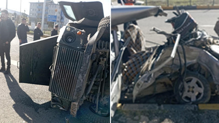 Karsta zırhlı araç ile otomobil çarpıştı: 6 yaralı