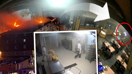 Otel faciasında yangının çıkış anı kamerada Yangının başladığı cihazın ısınmayı önleyen termostatı bozukmuş
