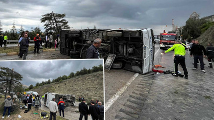 Ispartada yolcu midibüsü devrildi: 16 yaralı