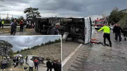 Ispartada yolcu midibüsü devrildi: 16 yaralı