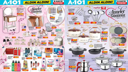 A101 ANNELER GÜNÜ KATALOĞU 8 MAYIS 2025 (SATIŞTA) || A101 aktüel ürünler indirim afişi bu hafta neler sunuyor A101 broşürü ile koltuk ve halı yıkama makinesi, dikiş makinesi raflara geliyor