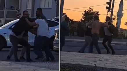 Arnavutköyde yol verme kavgası kamerada