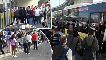 İstanbulda halk otobüsleri kontak kapattı Duraklarda yoğunluk... Otobüs şoförlerinden yeni karar