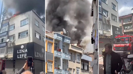 Bayrampaşada 5 katlı binada yangın
