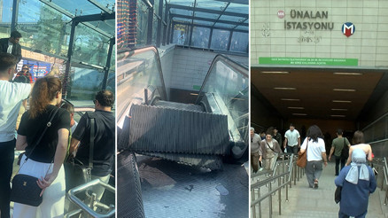 Ünalan metrosunda yürüyen merdiven arızası