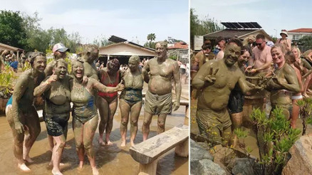 Dalyan’daki çamur banyosu turistlerin ilgi odağı oldu