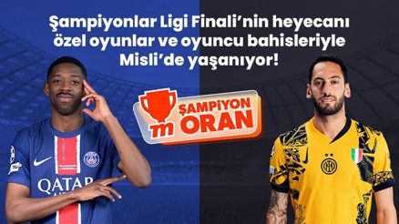 Şampiyonlar Ligi finalinin heyecanı özel oyunlar ve oyuncu bahisleriyle Misli’de yaşanıyor Şampiyonlar Ligi finalinin heyecanı özel oyunlar ve oyuncu bahisleriyle Misli’de yaşanıyor