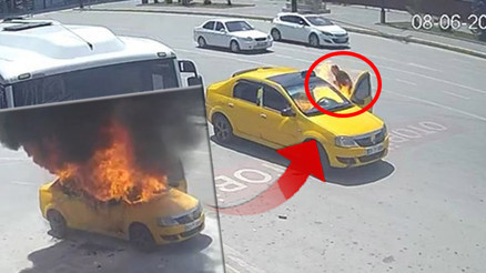 Çakmağı çakmasıyla araç alev topuna döndü Son anda kurtuldu