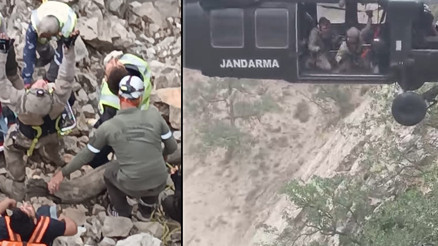 Gabar Dağında kayalıklardan düştü Askeri helikopterle kurtarıldı