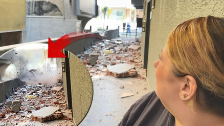 Avcılarda korku dolu anlar: Beton blok röportaj sırasında düştü