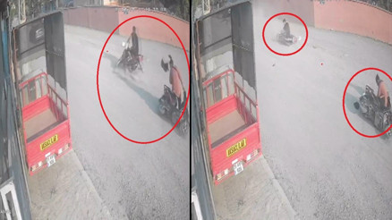 Hatayda motosikletten düşen sürücüye motosiklet çarptı İşte o anlar