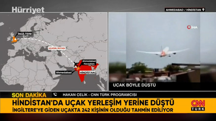 Hindistanda uçak kazası: Hakan Çelik canlı yayında kazaya ilişkin değerlendirmelerde bulundu